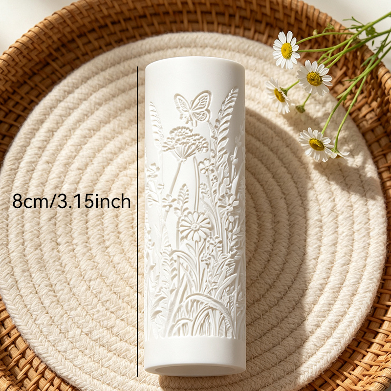 TEMU Wildbloem Vlinderpatroon Embossing Textuur Roller Plastic Polymeer Materiaal Voor Polymeer Klei Handgemaakte Sieraden Ambacht Decoratie Voor