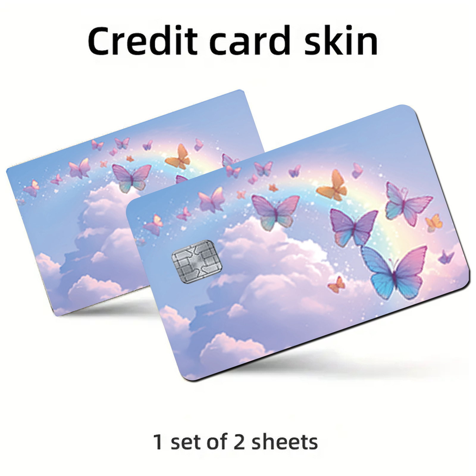 Image of 2pcs Shiny Credit Card Ultra-thin Skin Vinyl Residue-free Stickers For Credit Cards, Debit Cards, Transportation Cards, Key Cards, And Bank Cards, Ultra-thin, Scratch-proof, Anti-slip