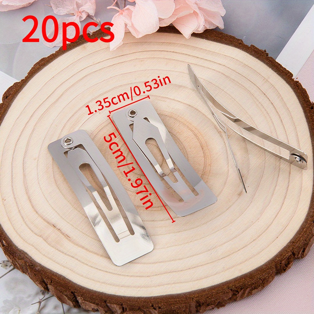 TEMU 20 piezas de Pasadores Metálicos Cuadrados para Cabello, Bases de Pinza BB para Accesorios Elegantes y Suministros de Joyería y Accesorios de