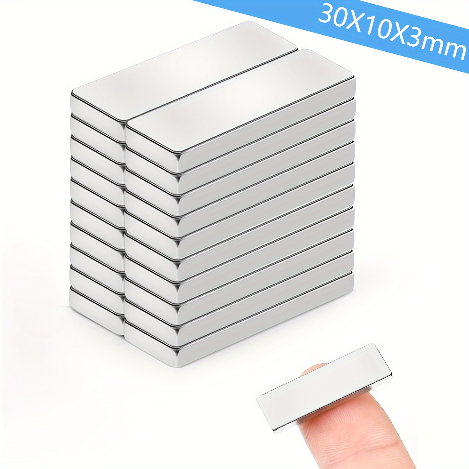 

20pcs Neodymium Bar Magnets 30x10x3mm - Strong Magnets For Office, Fridge, Kitchen - Metal Rectangle Refrigerator Magnets