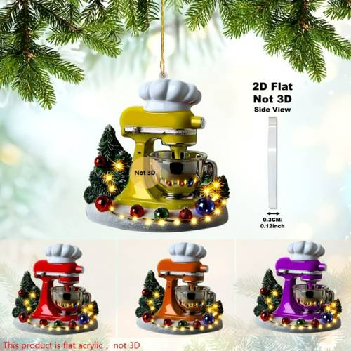 2d flat 1 baking theme mini standing mixer pendant durable acrylic ornament with chef hat and mixing bowl design compatible with keychains backpacks phones cars bakers christmas gift in red 2d flat