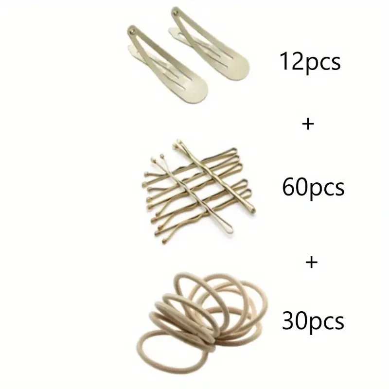 3cards womens hair styling set bobby pins hair pins 60pcs   elastics hiar ties 30pcs snap hair clips for thick hair 12pcs blonde Product details 7