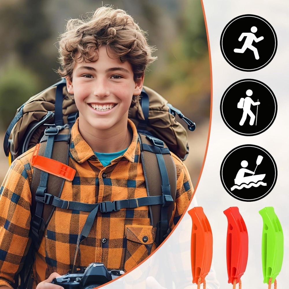 6pcs Safety Survival Whistles with Adjustable Reflective Lanyard