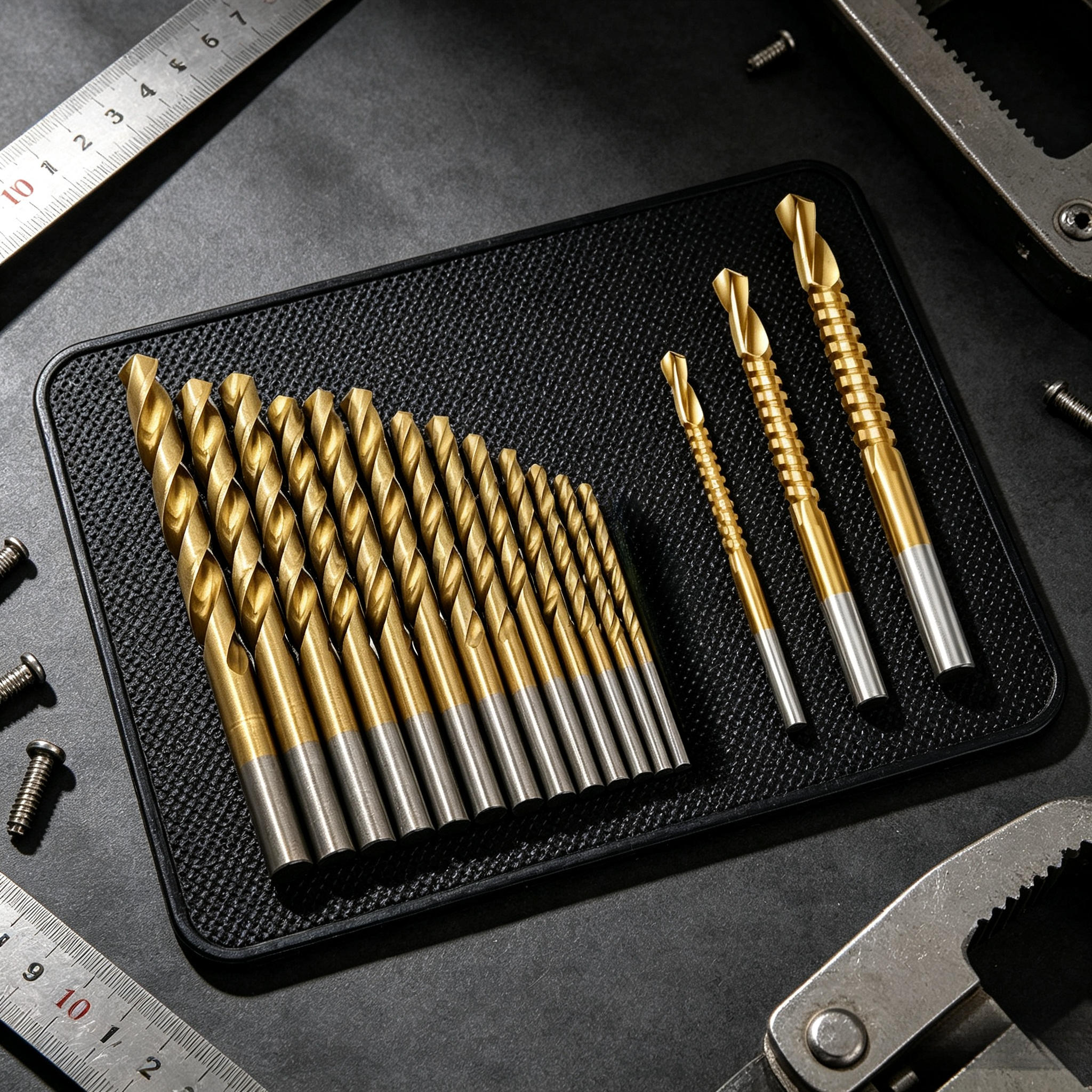 TEMU 16pcs Spiral Drill Bit Set, 3-in-1 Multifunctional Tool For Drilling, Cutting And Grooving, Works For Metal, , Suitable For , Woodworking And