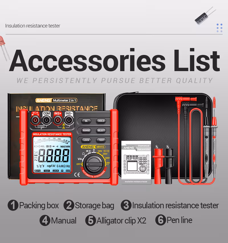 mh15 digital ohm meter insulation meter 6000 counter tester tester megohm meter high voltage tool no battery Product details 17