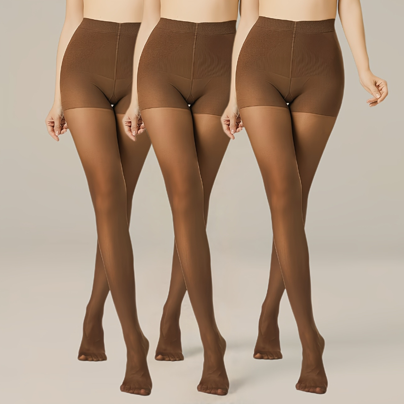 TEMU Lot de 3 paires de collants pour femme pour le maintien et la maillotte du ventre - Bas gainants et -ventre à haute élasticité, collants fins et