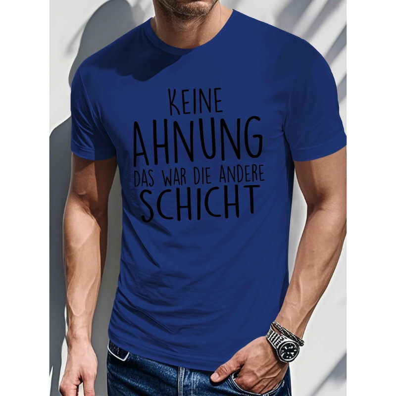 

Men's Funny German-inspired Short Sleeve T-shirt - Summer Casual Round Neck, Geometric Pattern, Polyester, Machine Washable