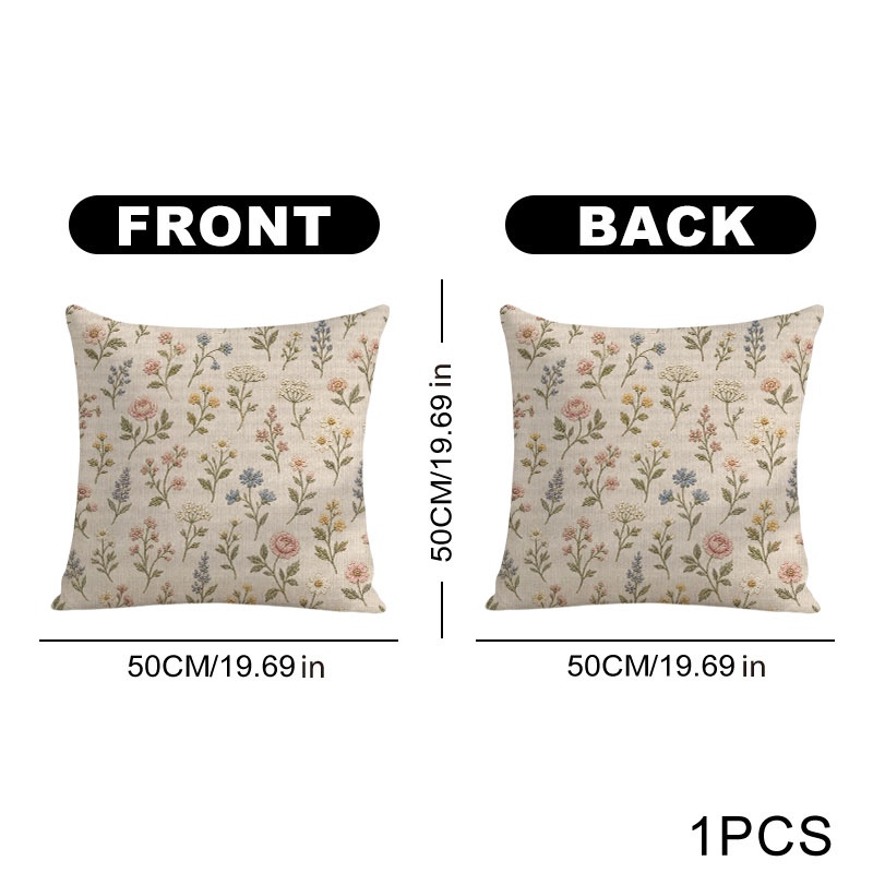 TEMU de Cojín Estampado Floral , Diseño Delicado de Flores Dispersas de Cara en Colores Suaves Multicolores, Múltiples Especificaciones Disponibles,