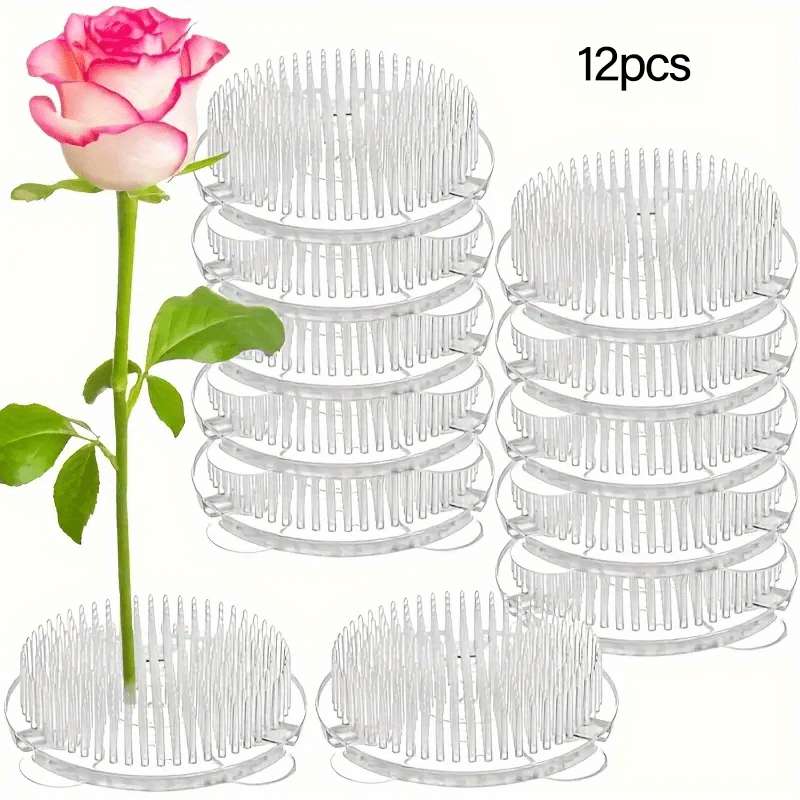 Image of 12pcs Transparent Frog Flower Pins With Base - Cute Frog-shaped Flower Clips Suitable For Wedding, Party, Centerpieces, Aquarium Plants - Durable Plastic Japanese Ikebana Holders