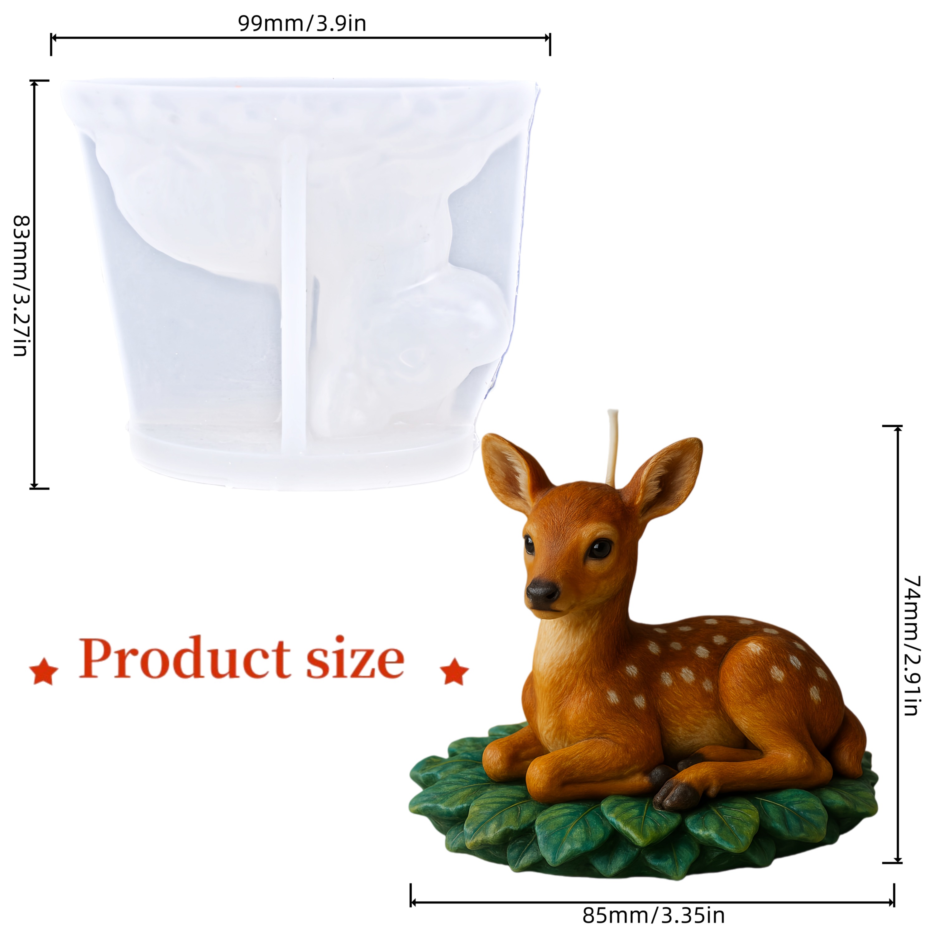 E-shop 1 Pack Realistische Baby-Hirsch Kerzen Silikonform Wiederverwendbar Leicht Entformbar Feine Felltextur für Deko Tischdekoration Aromatherapie