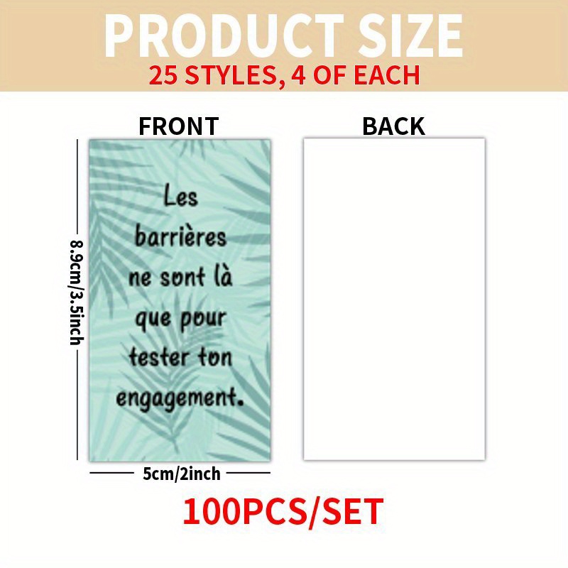 TEMU 100 cartes - Plantes et fleurs , cartes de citations inspirantes, 25 styles uniques, parfaites pour , , les fêtes, l'encouragement, et de la