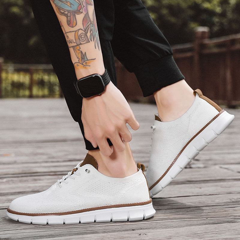 Men'S Breathable Knit Running Sneakers - MD Sole, Lace-Up, Low-Top Casual Athletic Shoes for All Seasons, Outdoor Activity Footwear | Fashion Sneakers | Lace-Up Closure