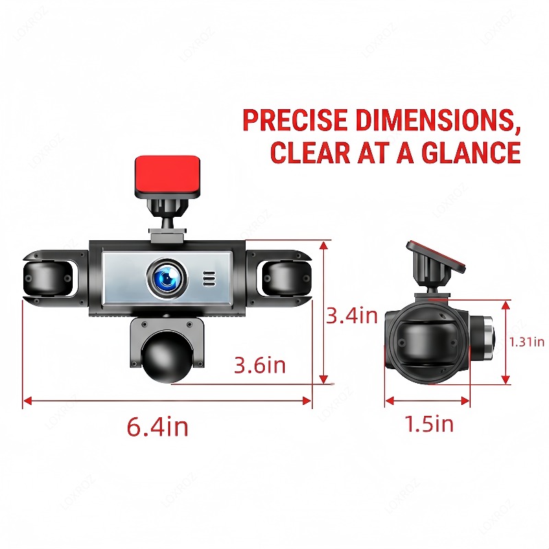 Wzxlifescult 4/5 Camera Car Dash Cam, 360° Surround Coverage, 1080P Front, 720P Rear & Inside Recording, Night Vision, WDR, Loop Recording, Parking Monitor