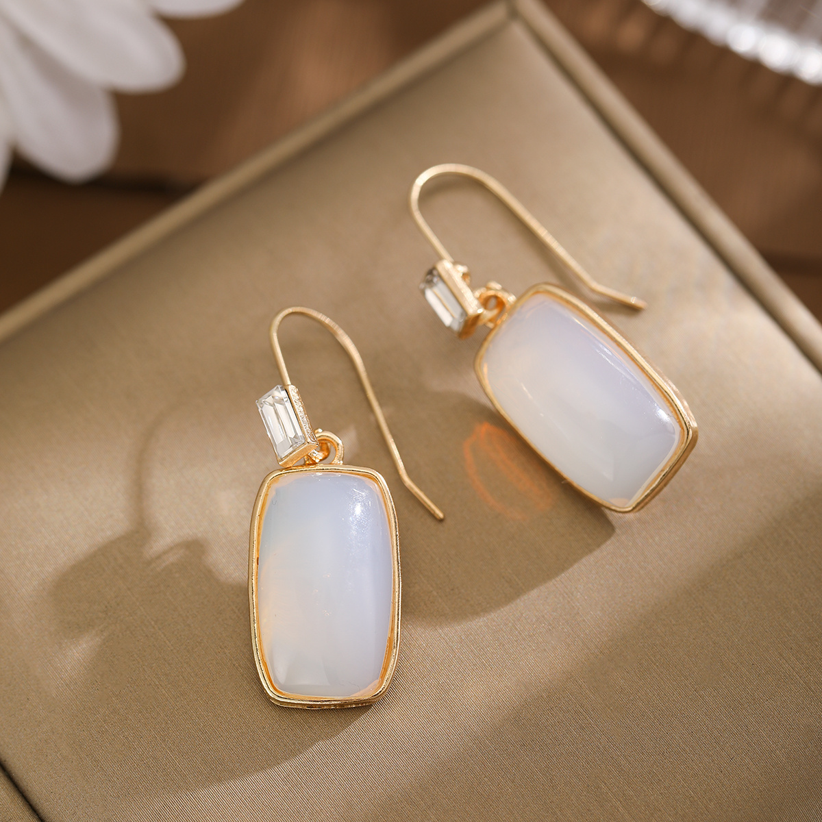 Women's Luxury Two-Tone Zirconia Square Pendant Earrings, Elegant