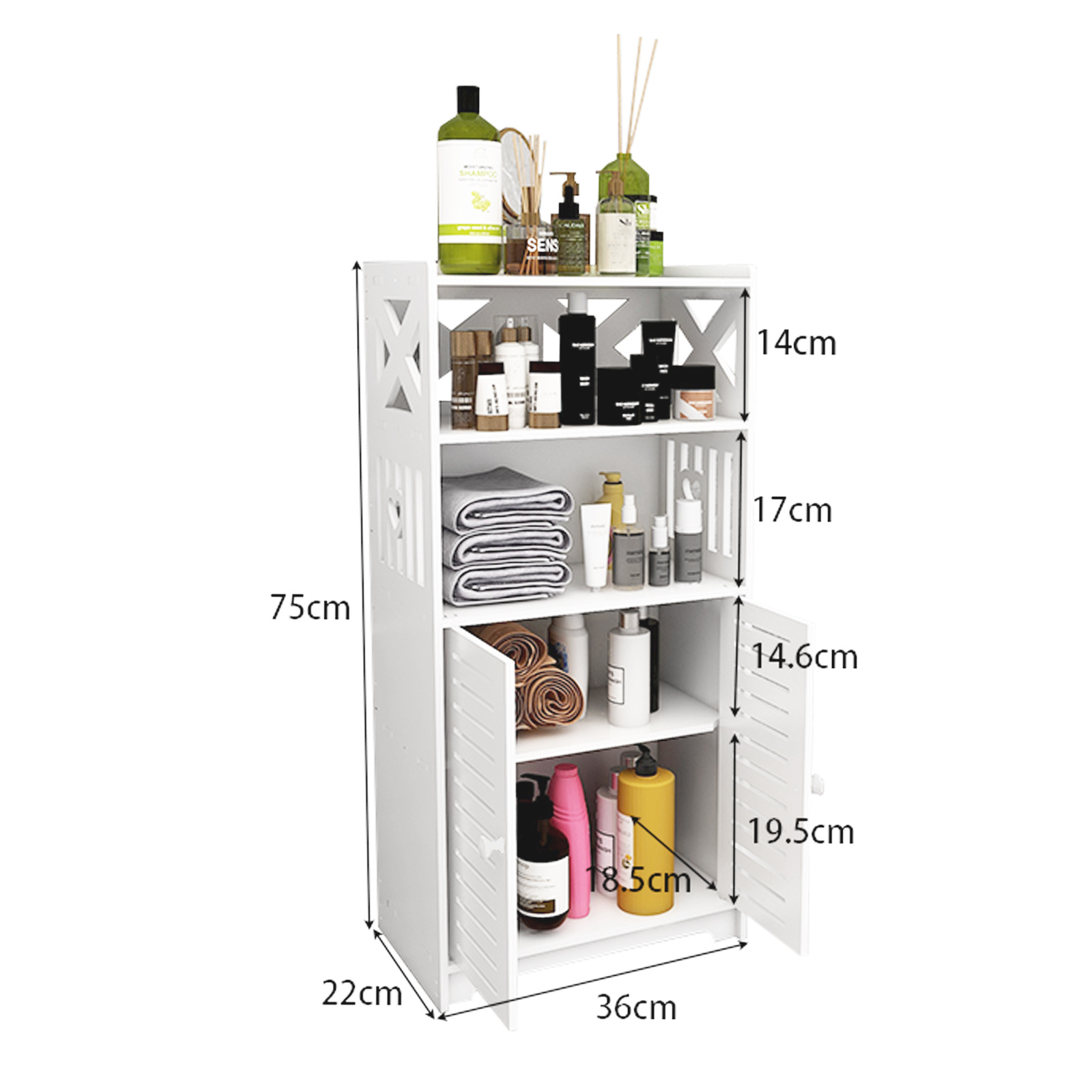 75*22*36cm Four-tier Entryway Storage Cabinet, Bathroom Storage Cabinet, Outdoor Miscellaneous Storage Cabinet