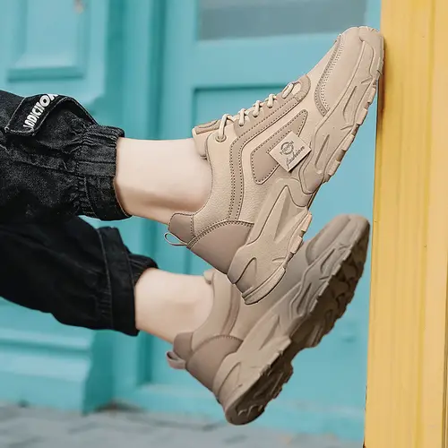 남성용 트렌디한 하이킹 부츠, 캐주얼 스트리트 스타일 단색, 줄무늬, 무작위 패턴, 올 시즌 하이 탑 슬립온 신발, 통기성, 따뜻함, 내마모성, pu 상단, 내부, 고무 밑창, 하이킹, 야외 활동, 일상 착용용