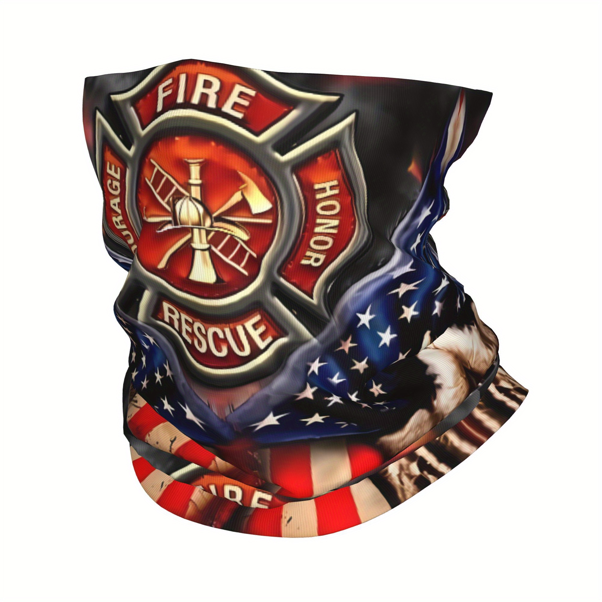 

1pc Patriotic Firefighter Bandana - Cool And Polyester- Knit Neck Gaiter With Elastane, American Flag Neck Wrap Scarf Headband For Outdoor Activities