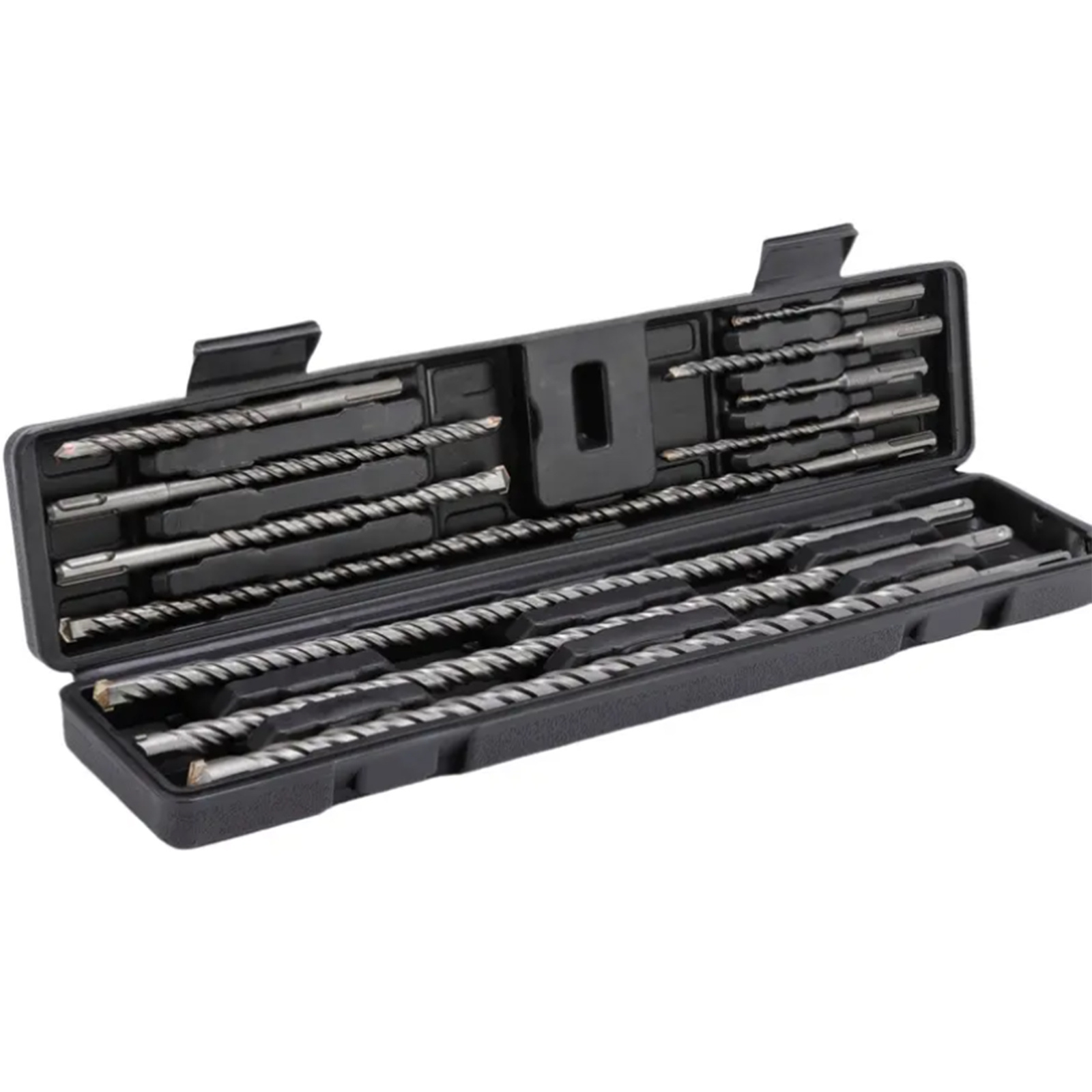 Image of 11- Piece Gray Alloy Hammer Drill Bit Set With Masonry Drill Bits Packaged In Plastic Case