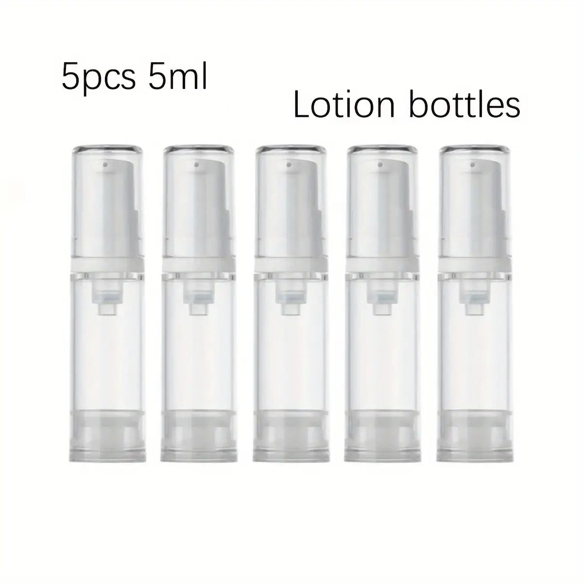 E-shop 5 Stück Transparente Airless Pumpflaschen für Lotion und Foundation | Nachfüllbar, Auslaufsicher, Reisebehälter aus Kunststoff