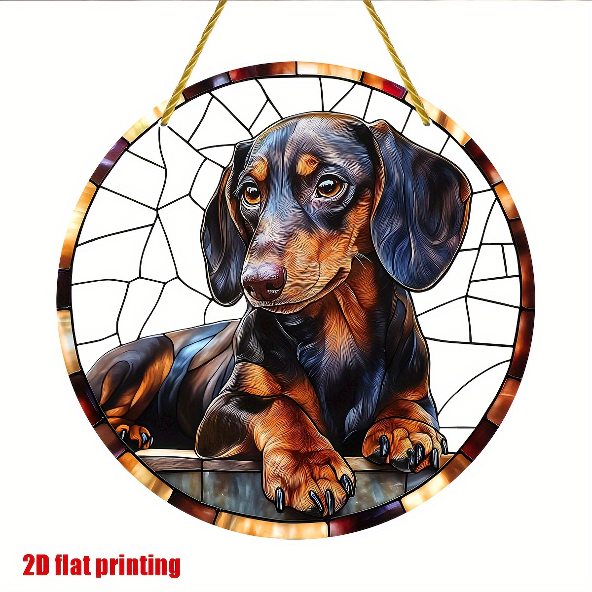 TEMU 2d Flat Printing, Dachshund Sun Catcher, Garden Light Collector Ornament, Acrylic Window Hanging, Living Room, Porch, Garden, Bathroom, Home