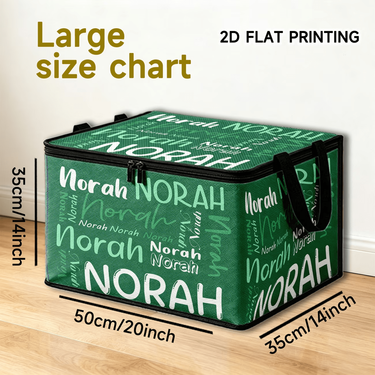 TEMU 1pc Large-capacity Zipper Storage Box With Custom Name Printing Suitable For Travel, Packing, Clothing, Non- Collapsible Case For Clothes,,
