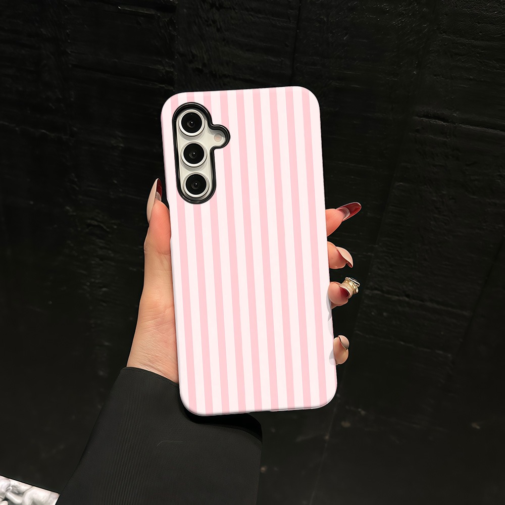 TEMU Phone Case: Pink White Vertical Stripes Simple -one Phone Case, Suitable For Galaxy A57 A37 A25 A17 A16 A06 A56 A55 A54 A53 A52 A36 A35 A34 A32