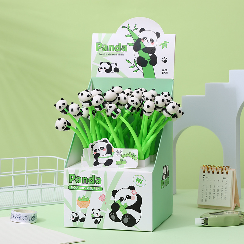 back to   48pcs 0 5mm soft rubber panda shaking neutral pen cute shape swing pen prize pen gift pen stationery Product details 0