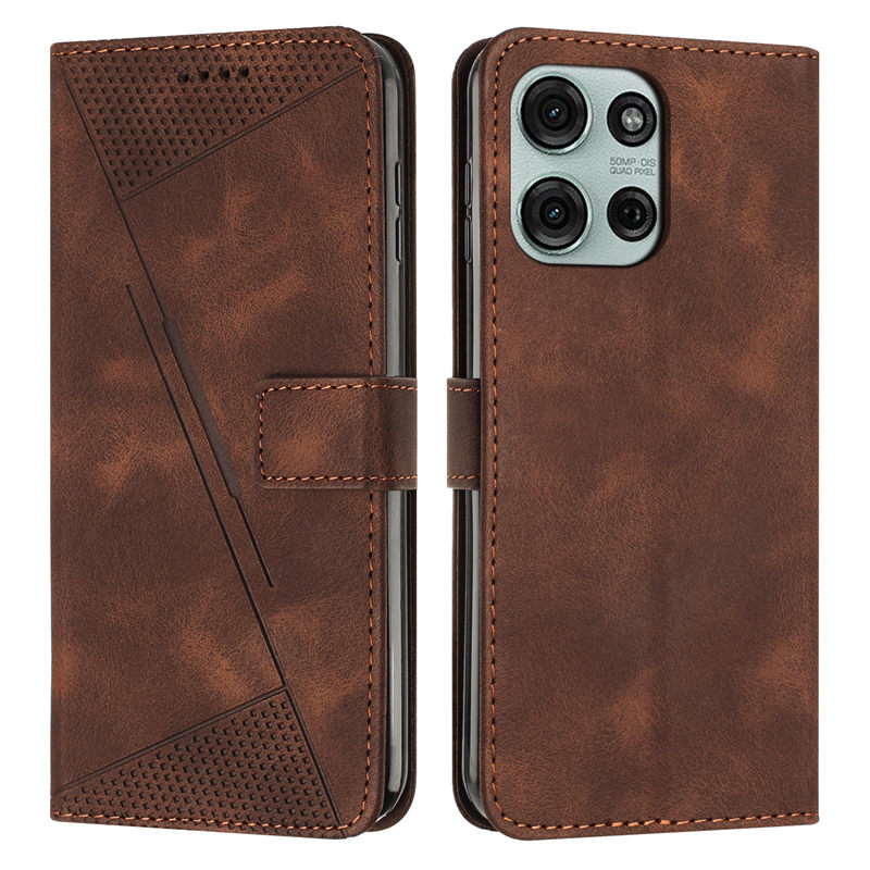 TEMU Phone Case - Faux Leather Belt 4 Card Slot Wallet Case For Motorola, For Moto G75, Striped Faux Leather Wallet Case With 4 Card Slots, Suitable