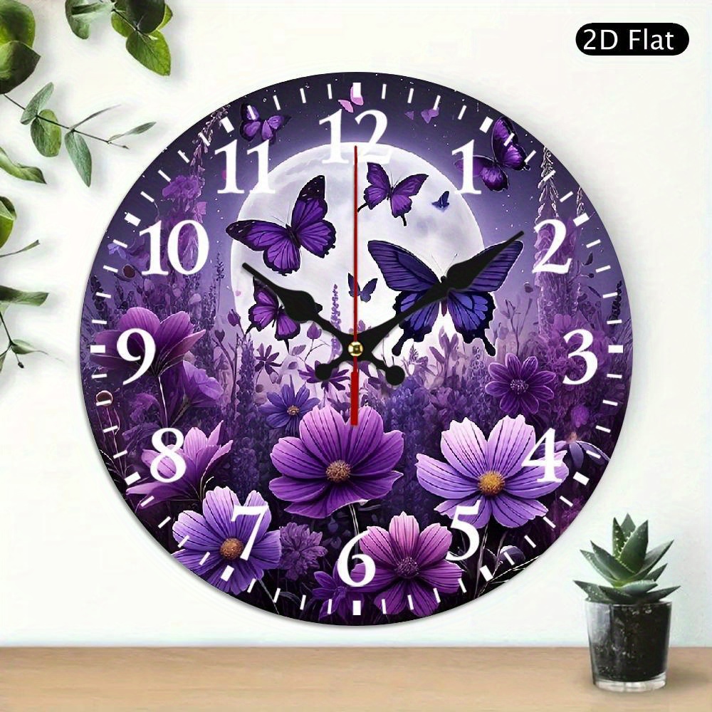 TEMU 1pc Silent Non-ticking Wall Clock - Retro Minimalist Flat Hanging Clock Suitable For Bathroom, Kitchen, Living Room - Wood Clock (battery Not