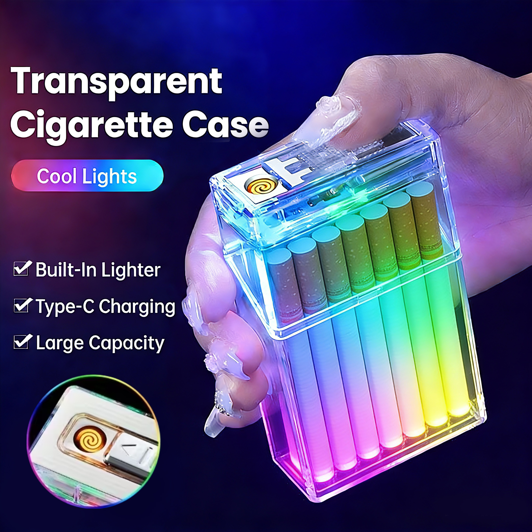 led cigarette case electric cigarette lighter sold on Temu United States