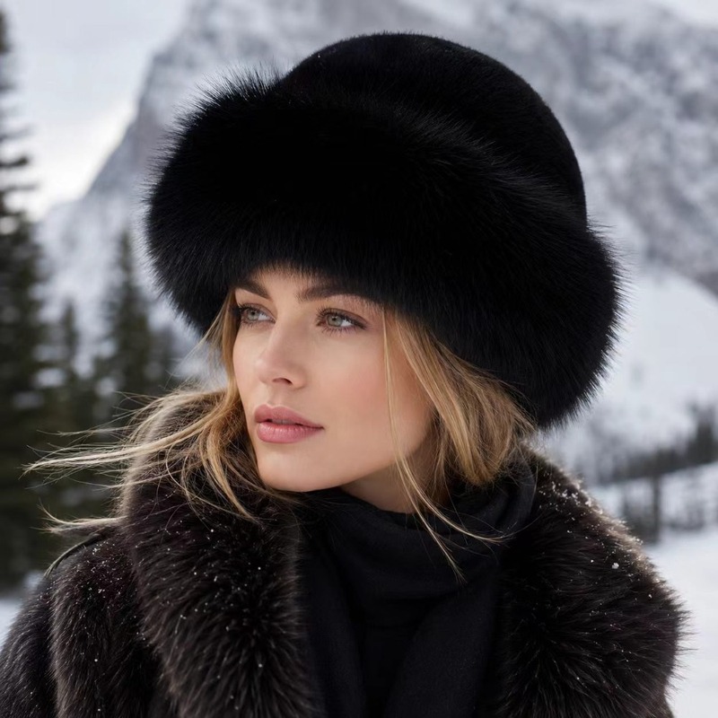 TEMU New Women's Fashion Plush Hat, Autumn Winter Plush Hat, Mongolian Hat, Brimless Plush Fluffy Ski Riding Warm Hat