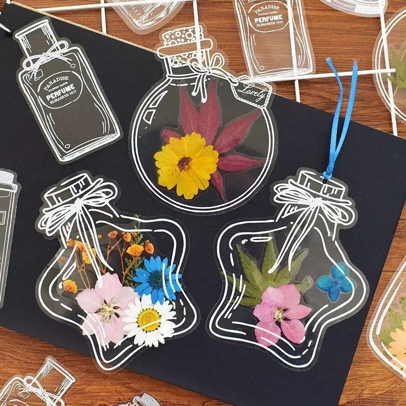 

20pcs Diy Dried Flower Bookmark Kit - Transparent Embossed Plastic Bottles For Creative Plant Crafting, Small Bottle, Handmade, Manual Account