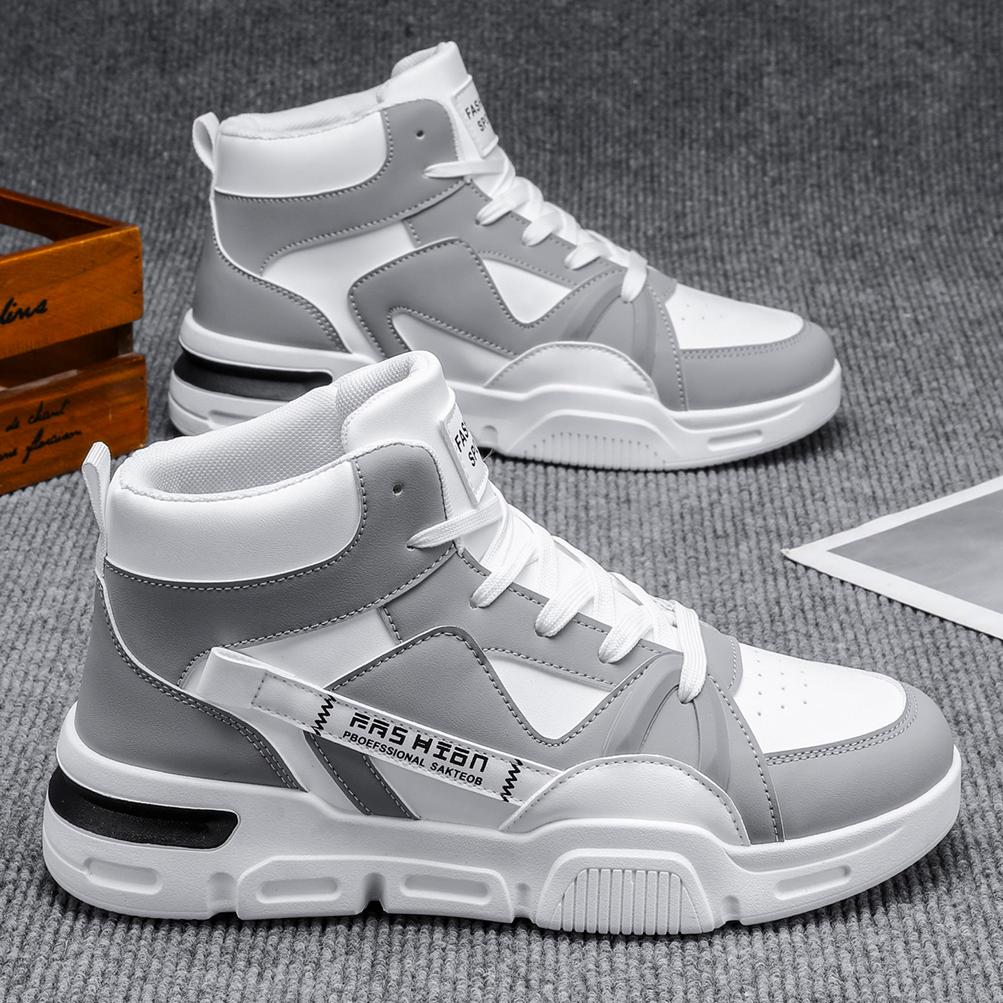 [Zapatillas deportivas] Botas de senderismo para hombre, nueva colección de primavera | Corte medio con cordones, suela gruesa, forro de tela, suela de PVC antideslizante y resistente a la abrasión, ideal para senderismo, camping y aventuras al aire libre en primavera