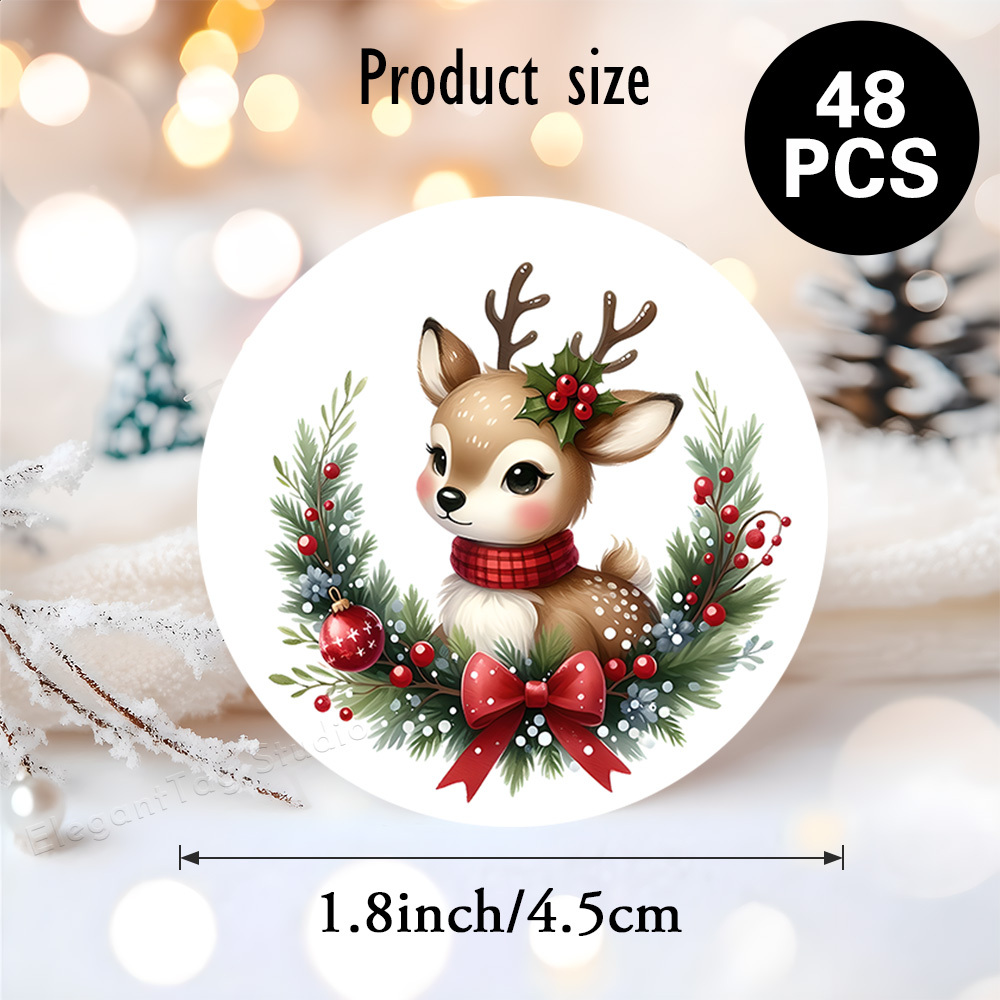 TEMU 48pcs Adesivi Circolari con , , e Decorazioni, Stile per Natale, Ideali per , Confezioni Regalo, Aggiungono un' Tradizionale ai Regali di Natale