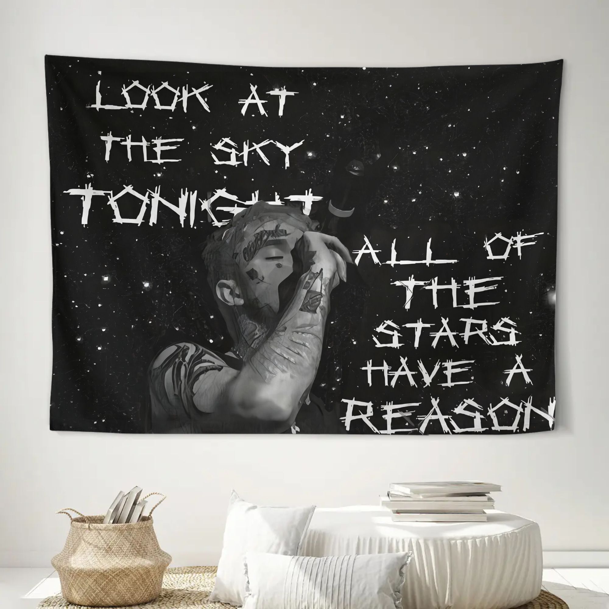 TEMU Panneau mural minimaliste ZLIENSZUS Lil Rapper - Tapisserie horizontale moderne adaptée à la décoration de bureau et d'étude, horizontale