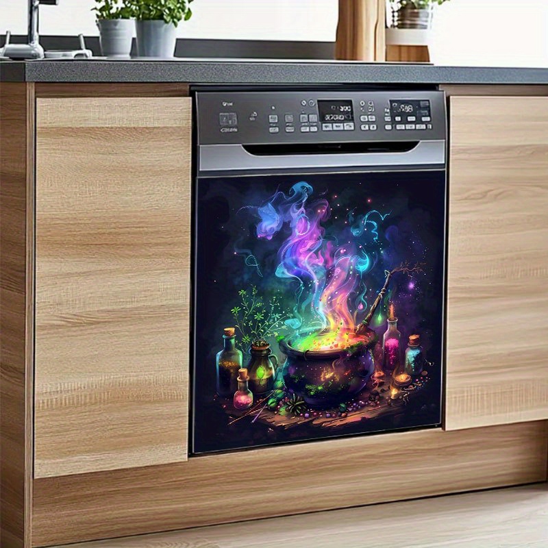 TEMU 2d Flat, Magical Cauldron & Vinyl Stickers - 2d Flat Appliance Decals With Glowing Effects, & Stick For Dishwasher, Washing Machine, Fridge,