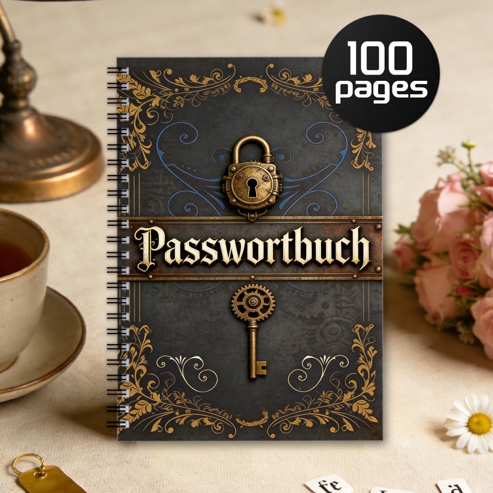Image of 1pc Spiral Bound German Notebook, Internet Website Login Address Manager Passwordbuch With Vintage Design, Record Website Login Information