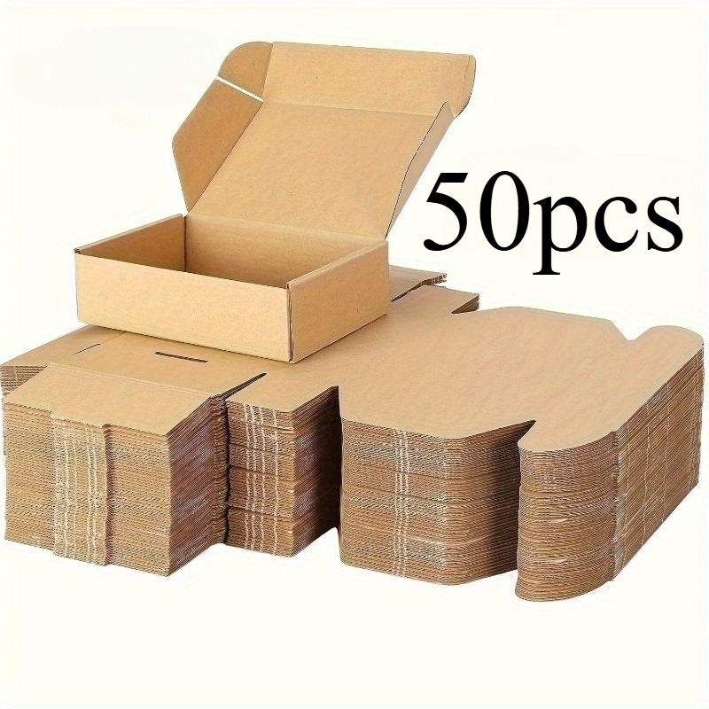 TEMU 50pcs Small Corrugated Cardboard Shipping Boxes - Durable And Sturdy, Ideal For Small Businesses, Crafts, Gift Packaging, And Mailing, Perfectly