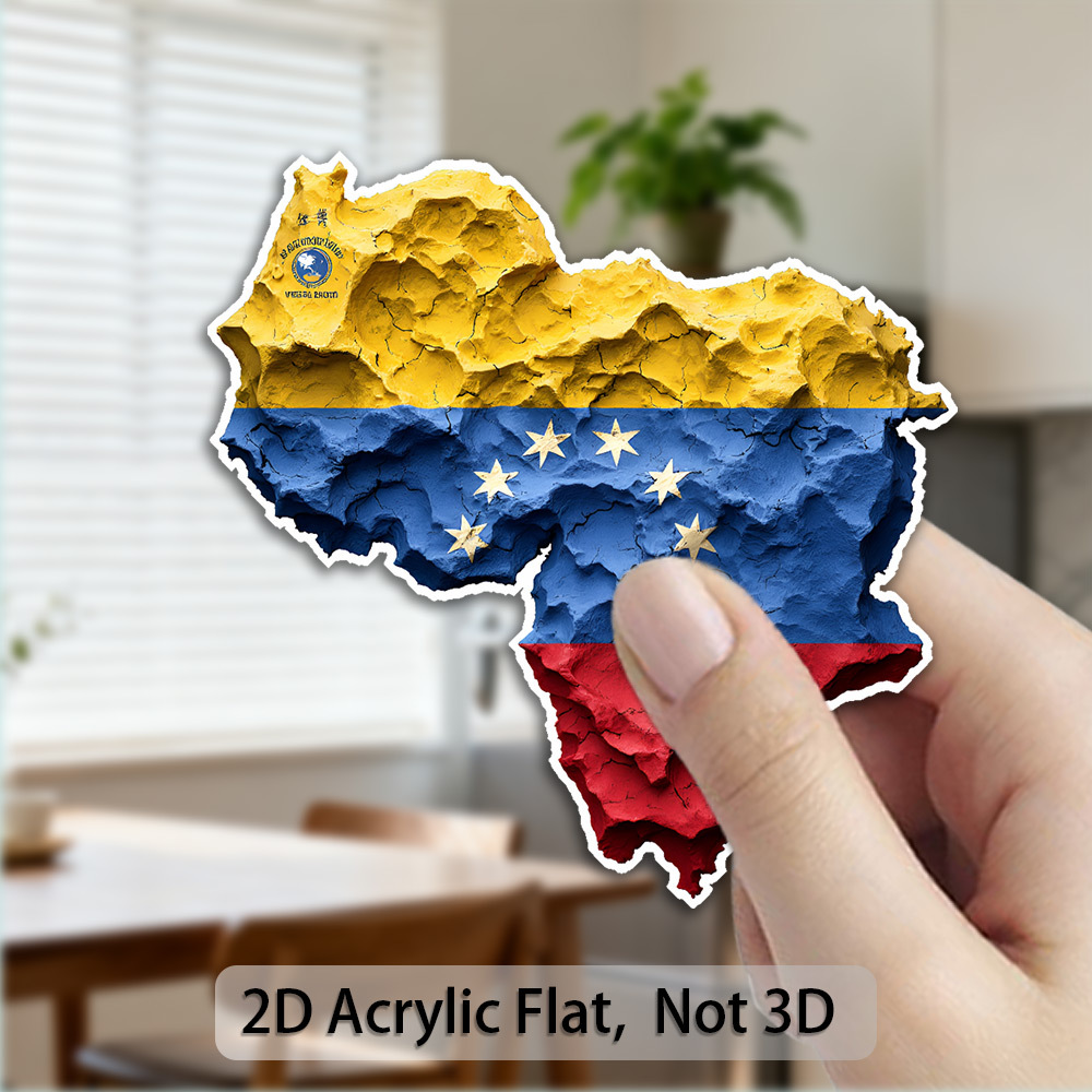 TEMU Un imán 2D de acrílico y goma , un imán con mapa de Venezuela que una agrietada y un diseño con detalles de , para expatriados venezolanos,