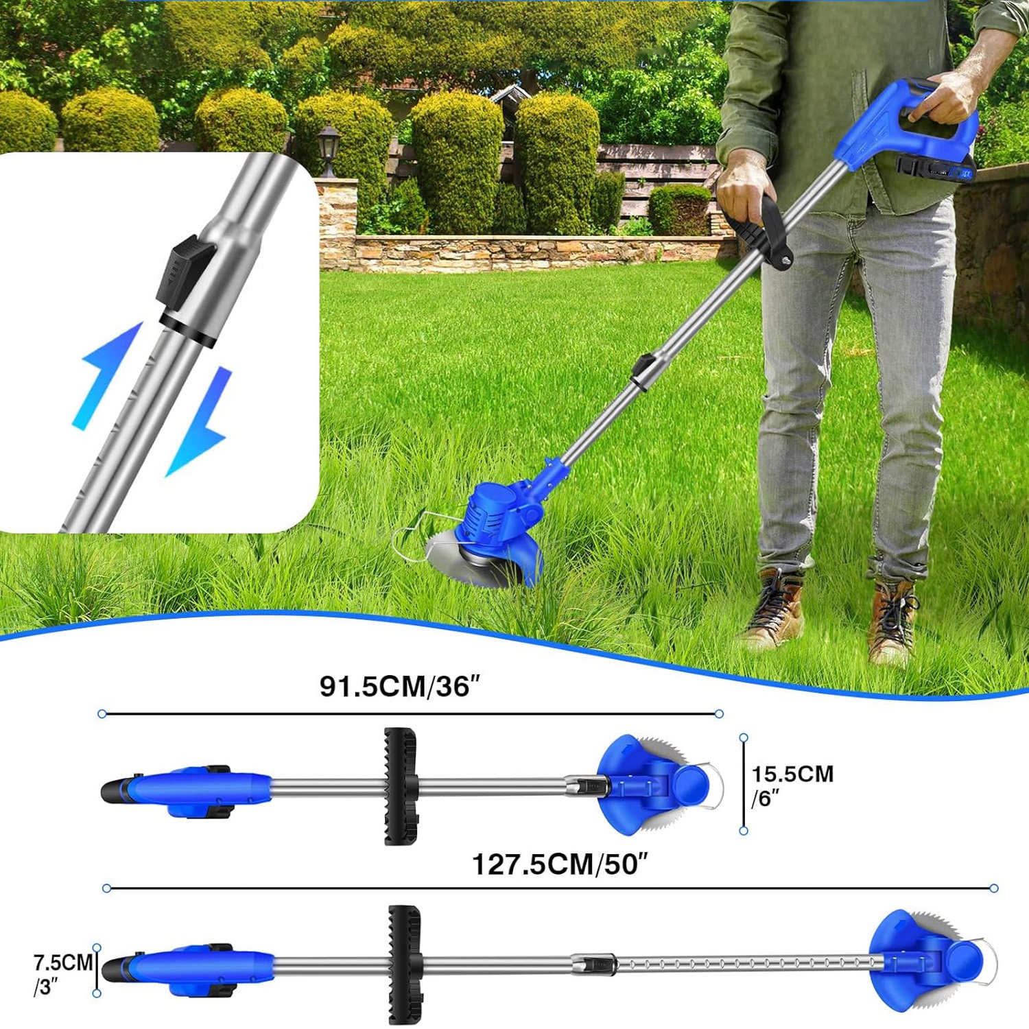 1 set heavy-duty -like lawn grass trimmer with ergonomic handle & adjustable length - cordless-like operation, durable plastic construction, multi-functional tool for lawn mowing,  , brush clearing - ideal for residential/commercial use (-free, no /electrical outlet required) - compact & portable design with safety lock &   for long-lasting use, lawn trimmer, trimmer head for grass cutters, grass trimmer head attachment, lawn mower accessories, Product details 5