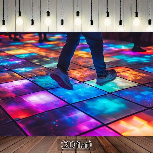 2d flat 1pc 80s dance party backdrop with vibrant multicolor tiles disco ball effect 2d flat dance floor decor with movement elements no electricity needed for birthdays weddings nightclubs themed events easy setup theme party