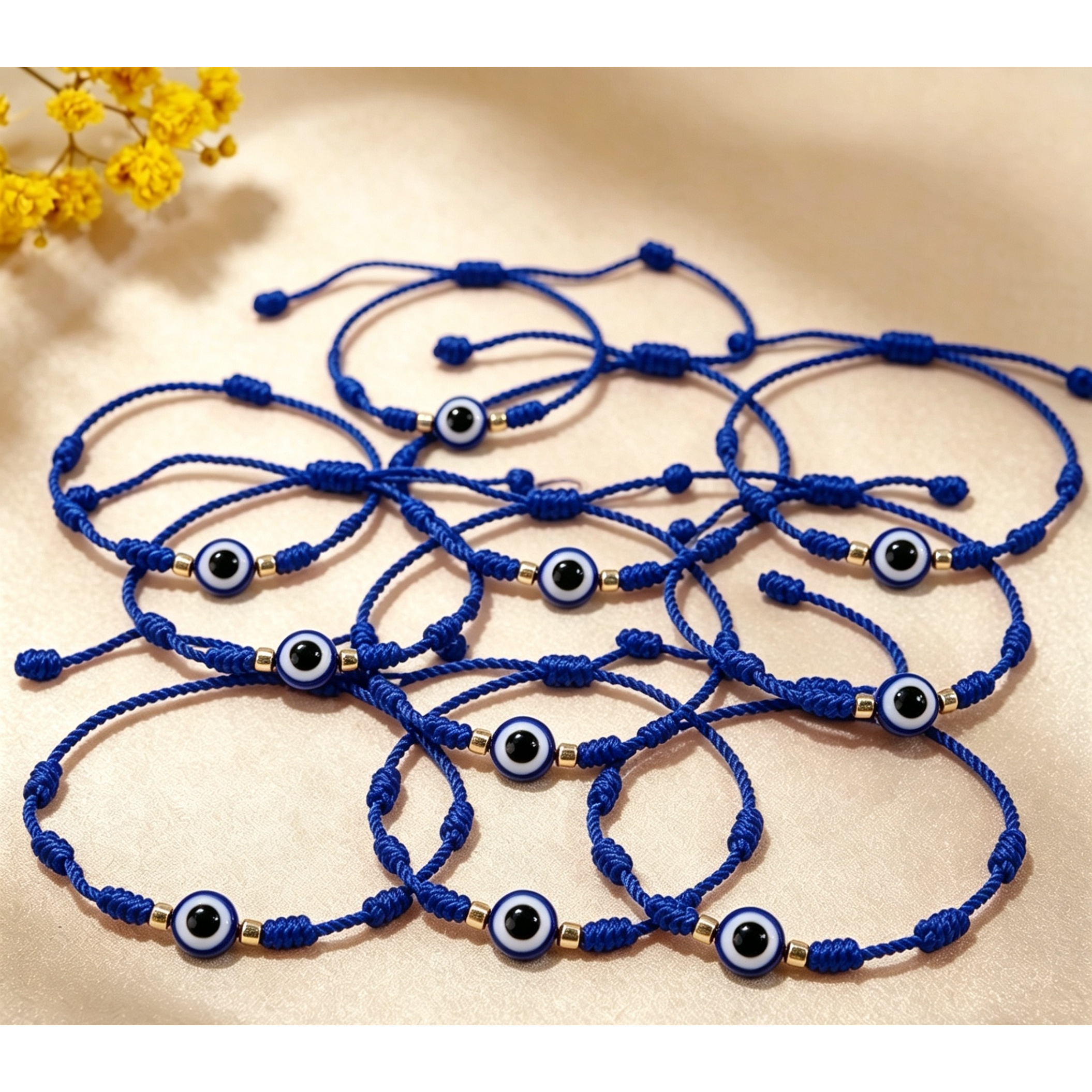 10pcs Evil Eye Bracelets Bohemian Blue Eye Bracelets Adjustable Red Thread Woven Evil Eye Bracelet Set