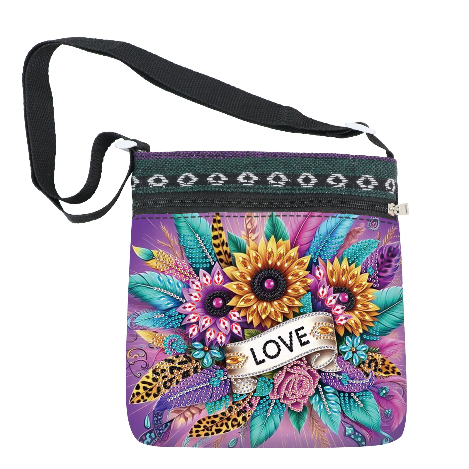 

1pc 5d Diy Sunflower Bouquet Acrylic Shoulder Bag, Irregular Special Shape Diamond Mosaic Crafts, Floral Theme Artificial Painting Handbag