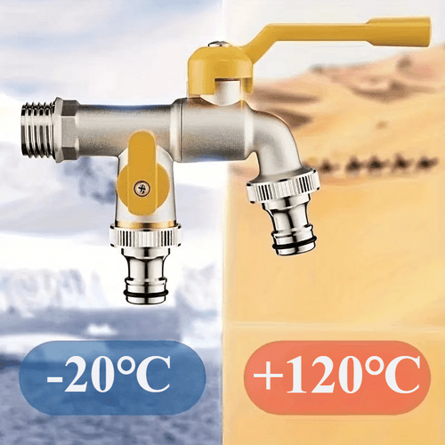 klassischer 304 edelstahl-doppel-auslass-gartenhose- - 1/2-zoll-verbindung, ideal zum bewässern und rasenpflege, kompatibel mit sprinklern und schlauchpistolen, mit mehreren komponenten und einloch-installation