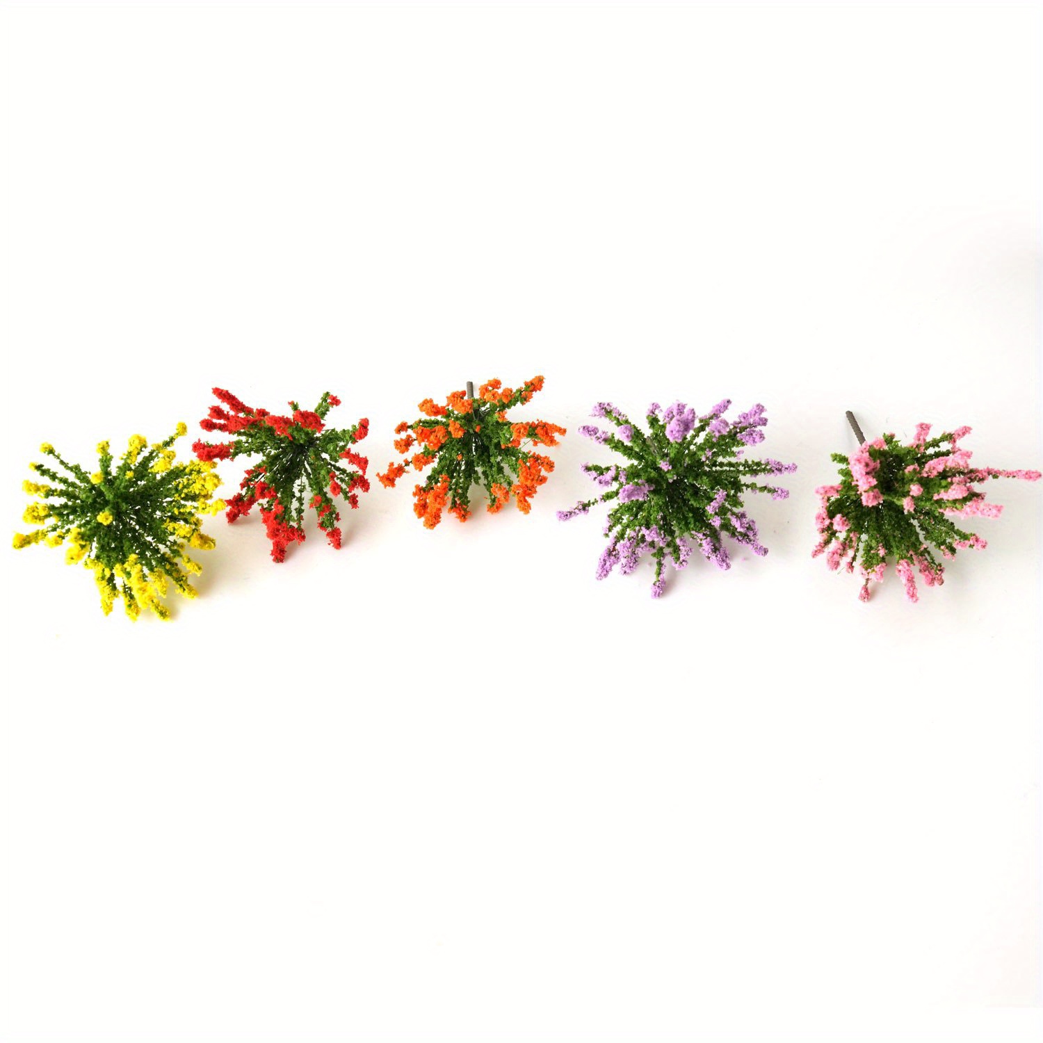 Image of 5pcs Miniature Shrubs & Bushes - Realistic With Foliage, Tiny Plastic/metal Plants Suitable For Diy Train Layouts, Model Railroad Scenery, Desktop & Mini Landscapes
