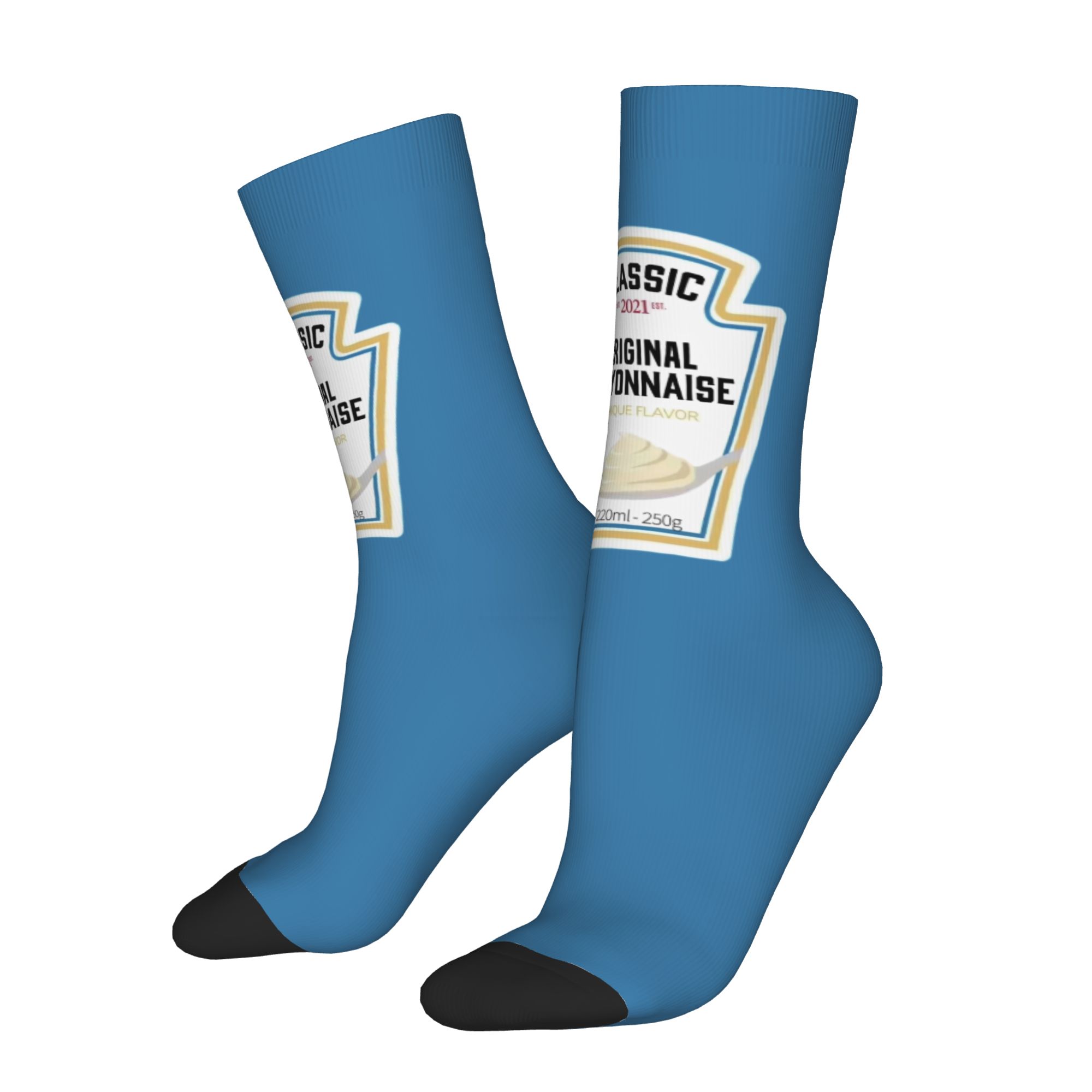 TEMU 1 Pair Funny Happy Mayonnaise Product Label Vintage Harajuku Hip Hop Novelty Seamless Crew Crazy Sock