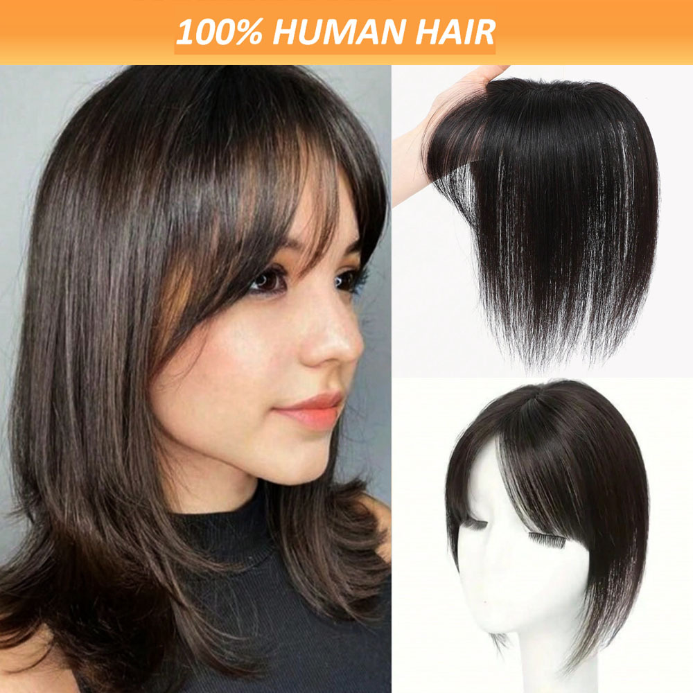 hair topper bangs real human hair straight hair topper  display picture 1