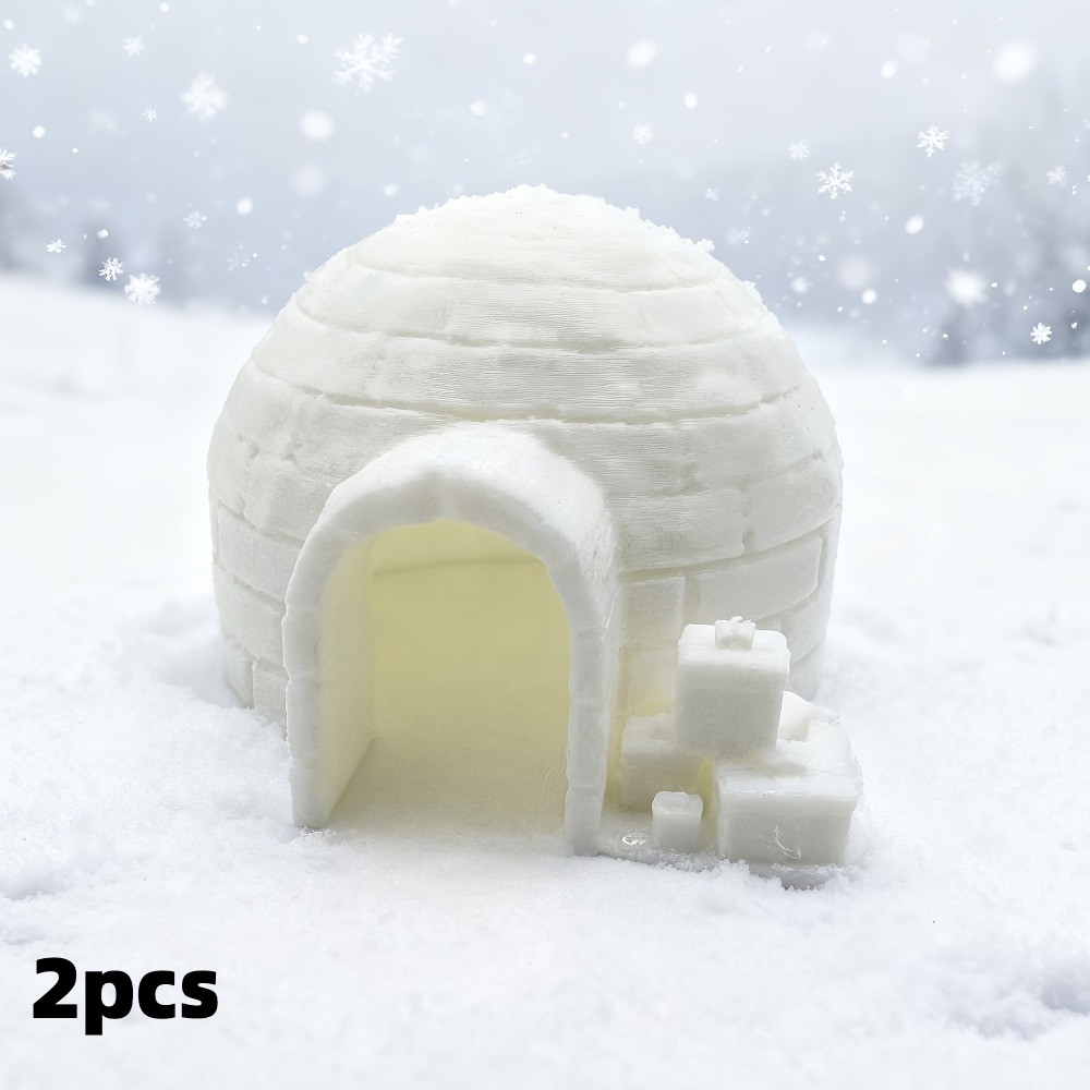 TEMU Miniature Winter Snow Cottage Figurine - Plastic Dollhouse Suitable For Indoor/ Tabletop Decor, Static Landscape Ornament With Rooms, For,