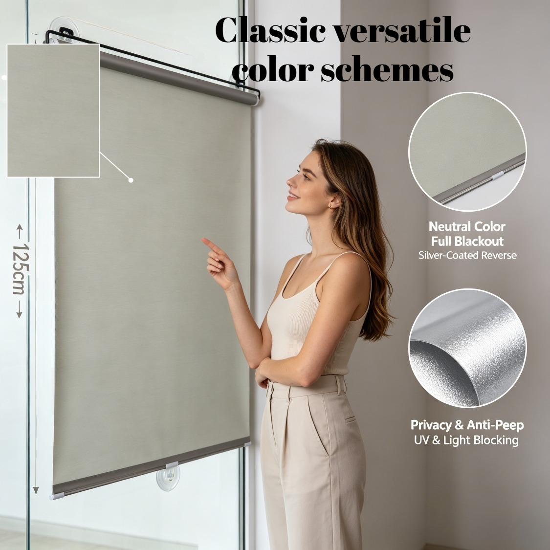 TEMU 3 Suction Cups   No-drill Small Curtain, Adjustable Sun Shade, Thermal Insulation Curtain, Sun And Heat Blocking Roll-up Shade, Versatile