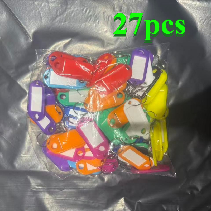 TEMU 13/27 stuks Multicolor Plastic Sleutelhangers ID Labels, voor Koffer Identificatie, Hotelkamer , Classificatie Kaarten en Sleutelhangers